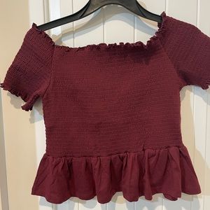 Maroon off the shoulder top size L